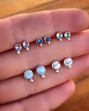 Moonstone stud earrings in silver