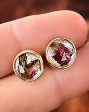 Desert flower quartz crystal terrarium stud earrings in 14K gold-fill