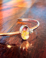 Desert flower quartz crystal terrarium cuff with succulent in 14K gold-fill & silver