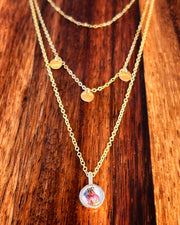 Layered necklace set with Desert Flower quartz crystal terrarium in 14K gold-fill