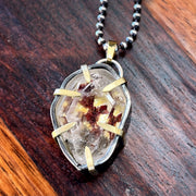 Desert Flower quartz terrarium necklace in silver, brass and gold