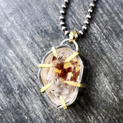 Desert Flower quartz terrarium necklace in silver, brass and gold