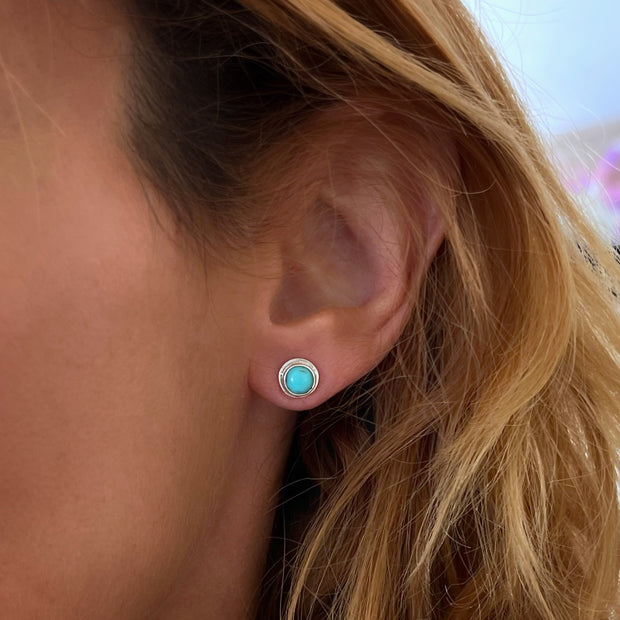Royston turquoise stud earrings in silver