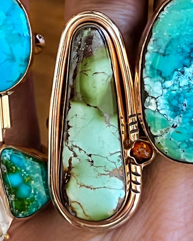 Royston turquoise & amber ring in 14K gold-fill