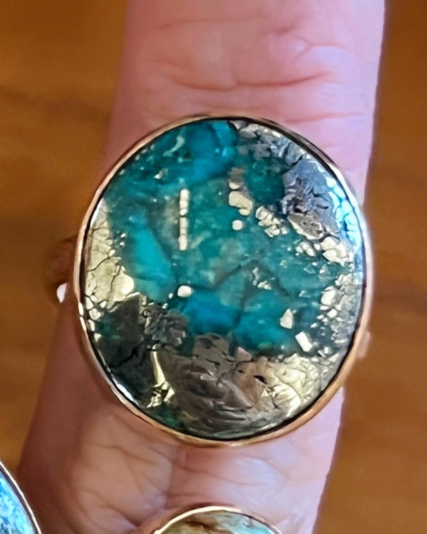 Morenci turquoise ring in 14K gold-fill