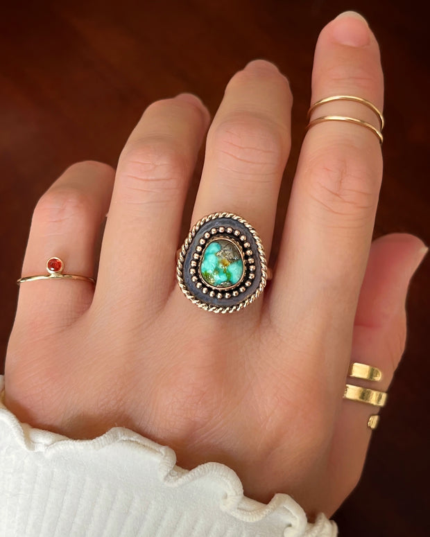 Sonoran Gold turquoise w/ pyrite ring in 14K gold-fill (sizes 7 to 9-1/2)