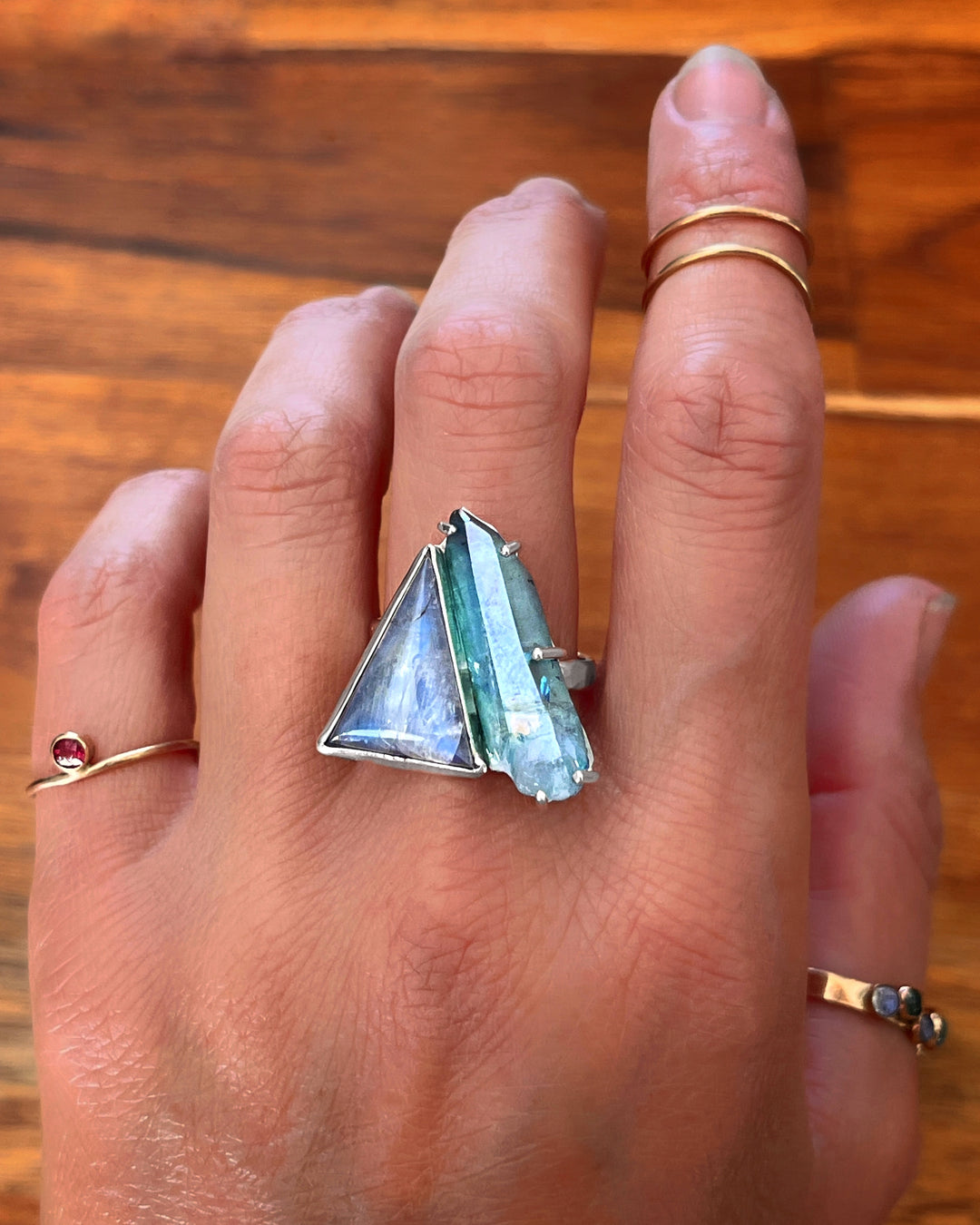 Rainbow aura quartz ring on sale