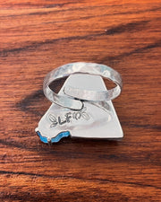 Moonstone & aqua aura quartz ring in silver (sizes 7 to 9-3/4)
