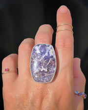 Lepidolite ring in silver (sizes 7-1/2 to 9)