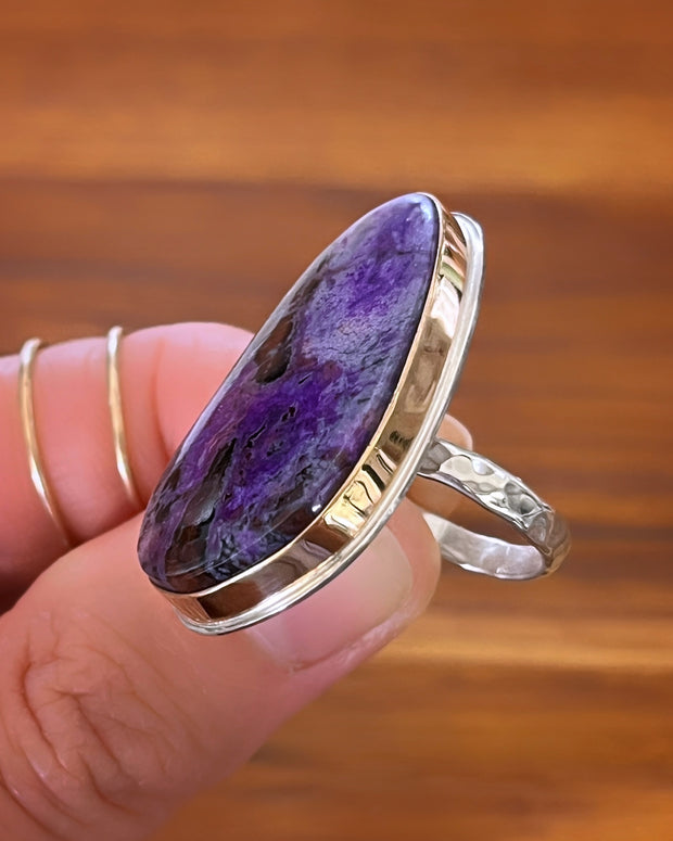 Sugilite ring in 14K gold-fill & silver (sizes 5 to 7-1/4)