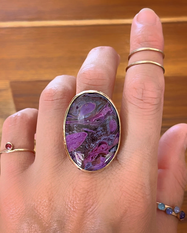 Sugilite ring in 14K gold-fill & silver (sizes 6 to 8-1/2)