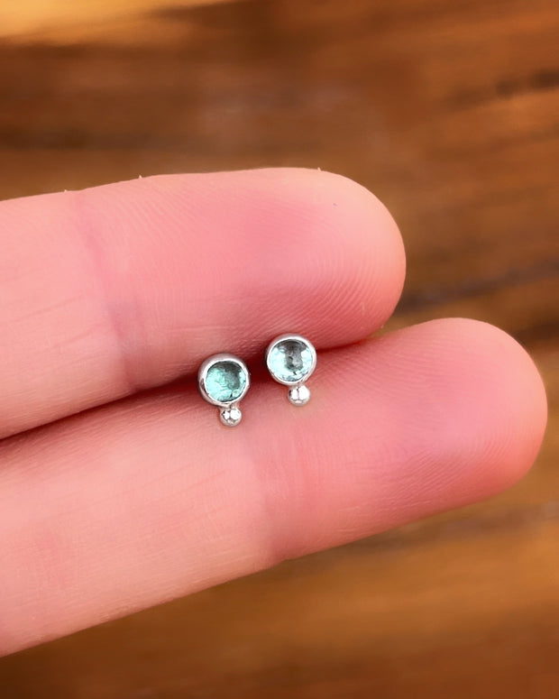 Sky apatite stud earrings in silver