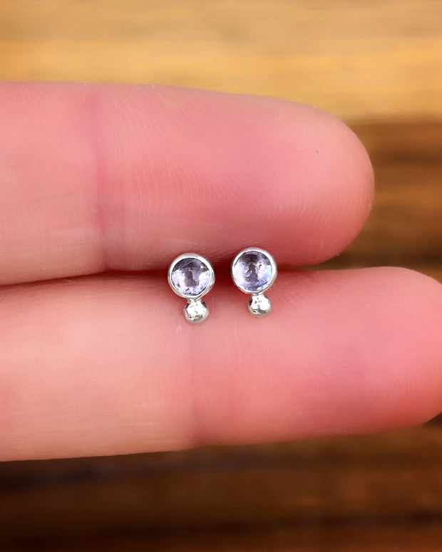 Tanzanite stud earrings in silver
