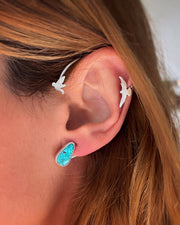 Turquoise ear wrap in silver