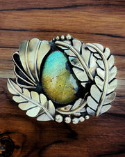 Turquoise belt buckle in brass