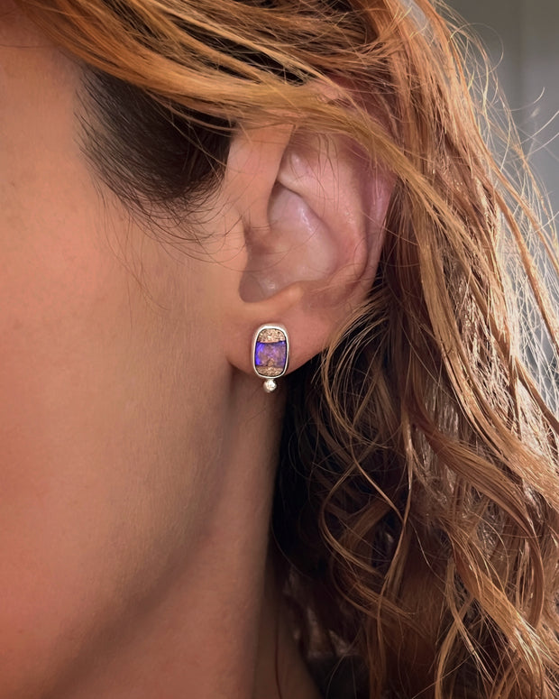 ITEM #4: CRYSTAL PIPE OPAL STUDS IN SILVER