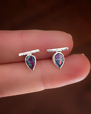 ITEM #2: TEARDROP OPAL BAR STUDS IN SILVER