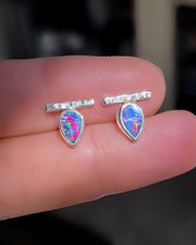 ITEM #2: TEARDROP OPAL BAR STUDS IN SILVER