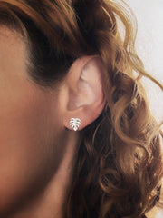 Made-to-order monstera studs in silver