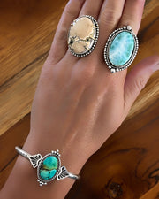 Larimar ring, cuff, or necklace in silver