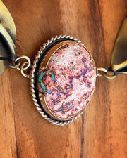 Opal leaf necklace in 14K gold-fill & brass
