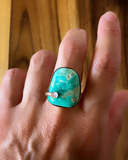 Turquoise & moonstone ring, cuff, or necklace in 14K gold-fill