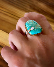 Turquoise & moonstone ring, cuff, or necklace in 14K gold-fill