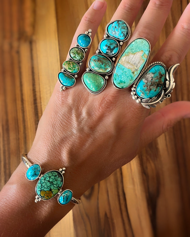 Triple turquoise cuff in silver