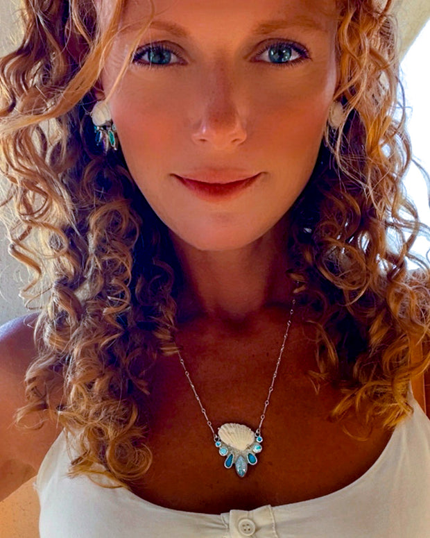 Mermaid necklace with moonstone, opals, larimar & topaz