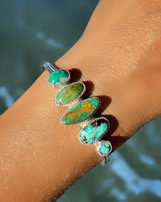 Five turquoise cuff in silver