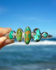 Five turquoise cuff in silver
