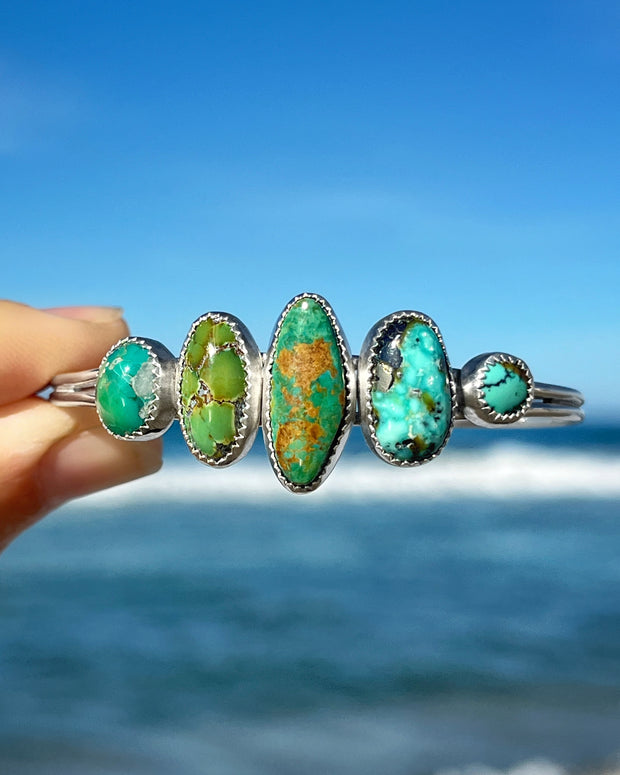 Five turquoise cuff in silver
