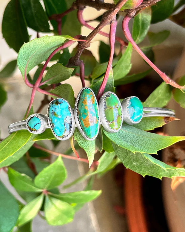 Five turquoise cuff in silver