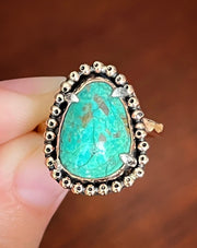 Turquoise ring in 14K gold-fill & silver (sizes 5-1/2 to 7-1/2)