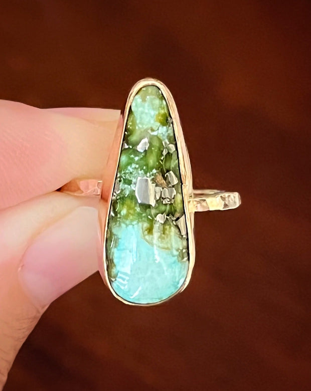 Sonoran Gold turquoise w/ pyrite ring in 14K gold-fill (sizes 7-1/4 to 9)