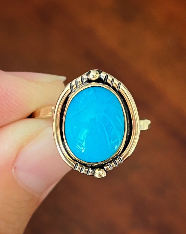 Sleeping Beauty turquoise ring in 14K gold-fill (sizes 7 to 9-1/2)