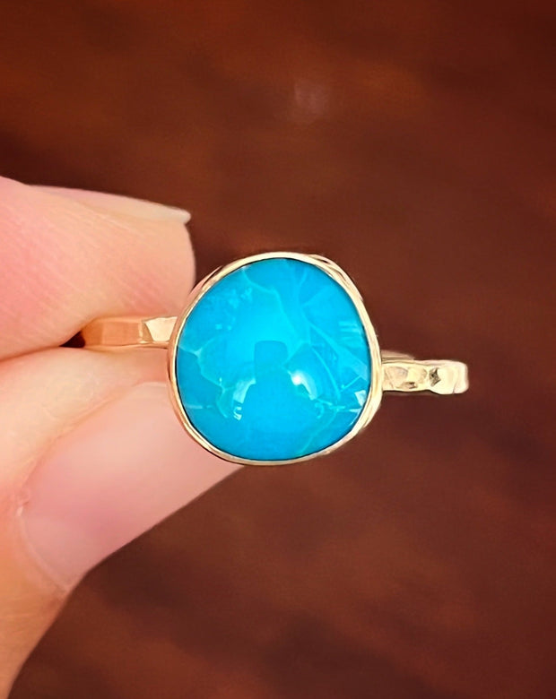 Sleeping Beauty turquoise ring in 14K gold-fill (sizes 7-1/4 to 9)