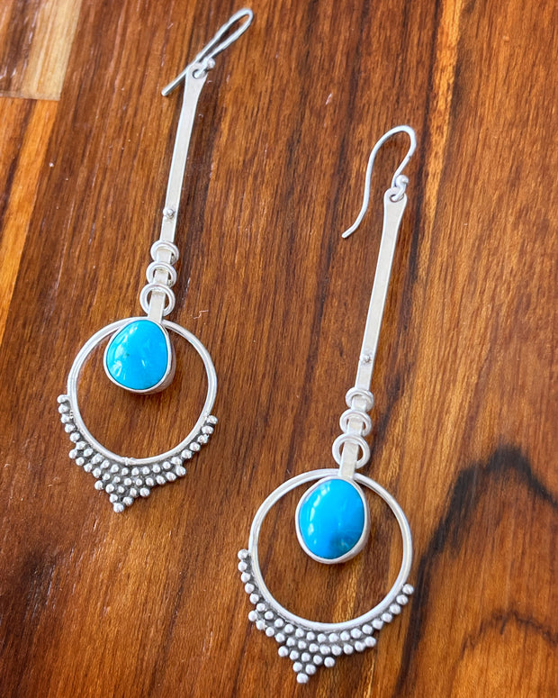 Turquoise pendulum earrings in silver