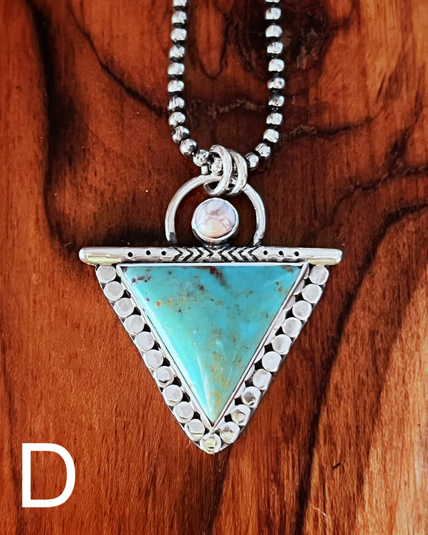 Triangle turquoise & howlite necklace in silver