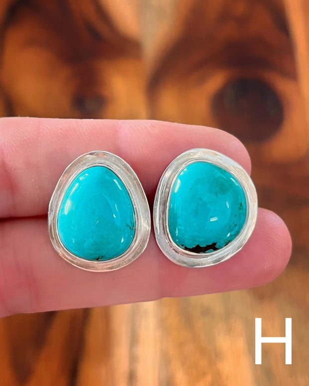 Large turquoise studs in silver