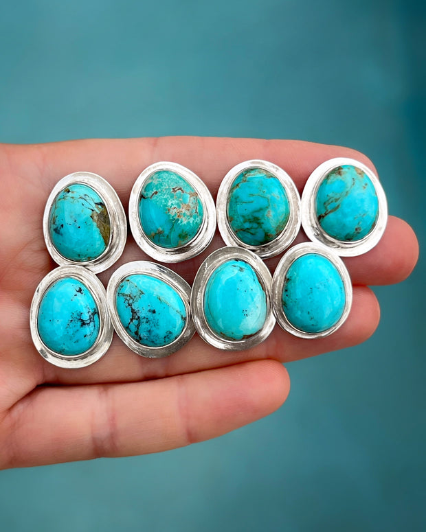 Large turquoise studs in silver