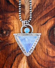 Triangle moonstone & larimar necklace in silver