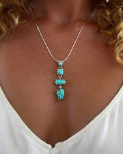 Cascading turquoise necklace in silver
