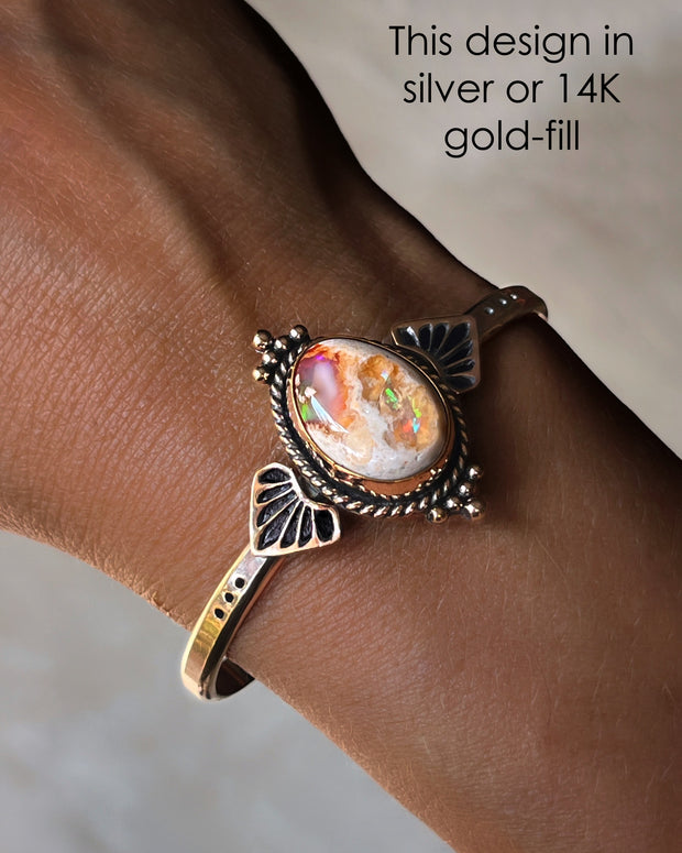 ITEM #14: MADE-TO-ORDER OPAL CUFF IN SILVER (5 1/4" WRIST)