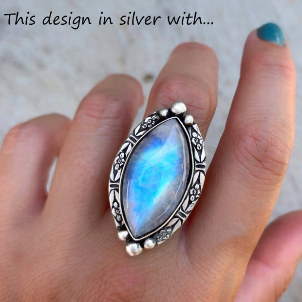 Made-to-order marquise moonstone ring
