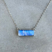 Moonstone bar necklace in silver