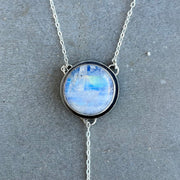 Moonstone & amethyst lariat necklace in silver