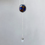 Opal & moonstone lariat necklace in silver
