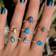 Australian opal ring in silver (size 7-1/4)
