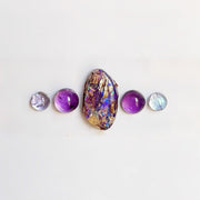 Item #14: Five-stone ring with opal, amethyst & tanzanite in silver